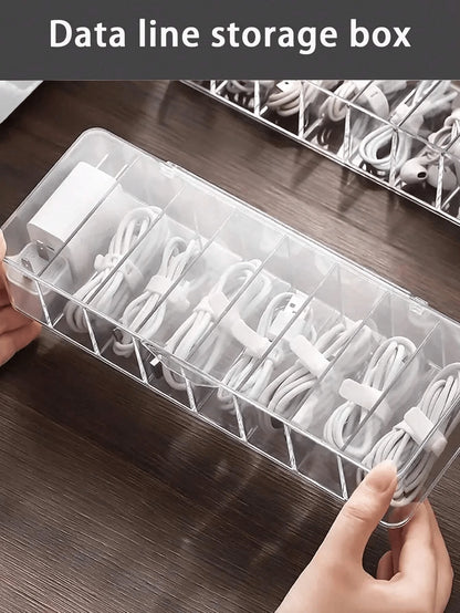 1pc Dust-Proof Cable Management Box, Hub Organizer Box, Desktop Data Cable Storage Box For Phone Charger, Power Cord Clips