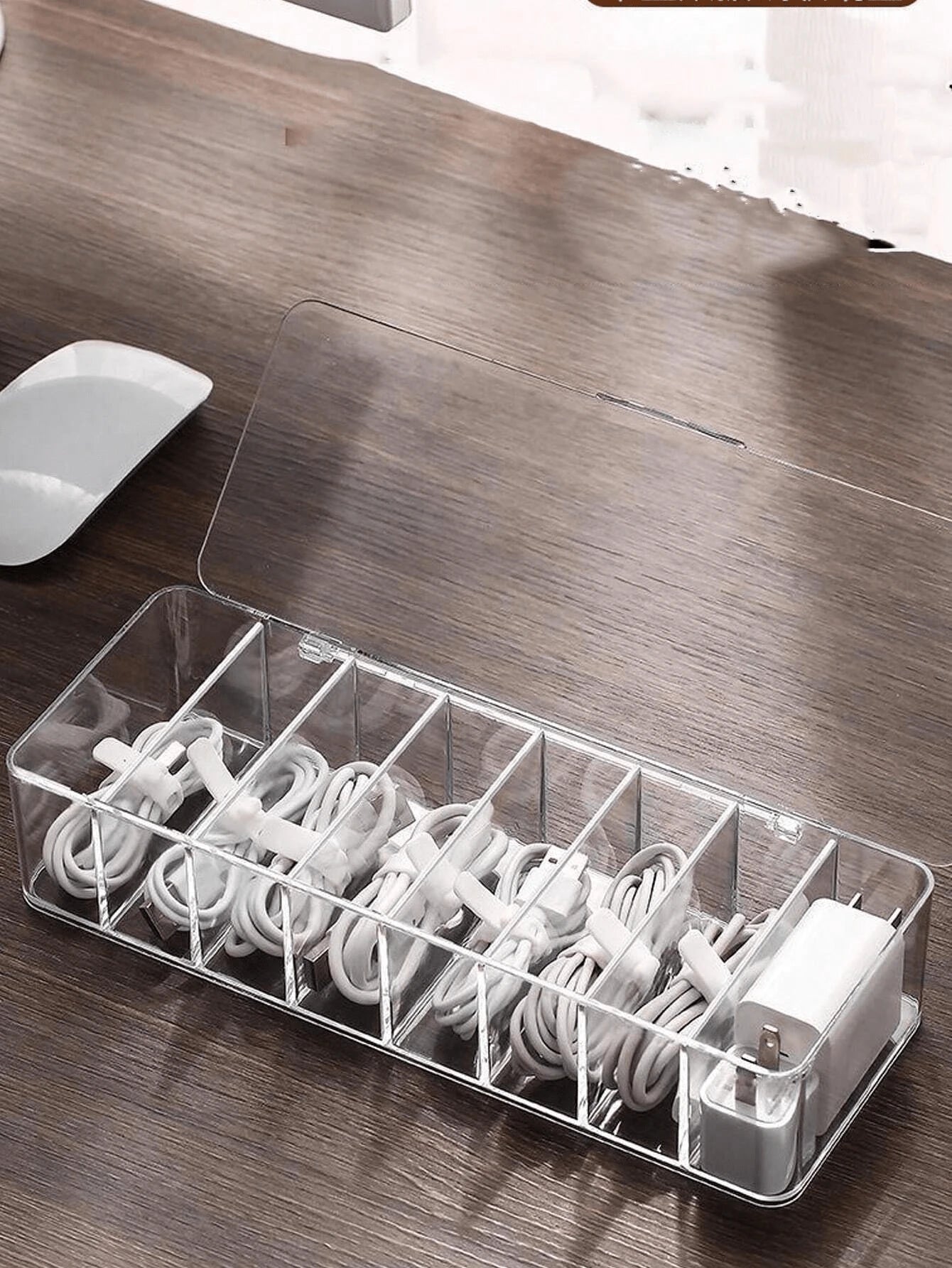 1pc Dust-Proof Cable Management Box, Hub Organizer Box, Desktop Data Cable Storage Box For Phone Charger, Power Cord Clips