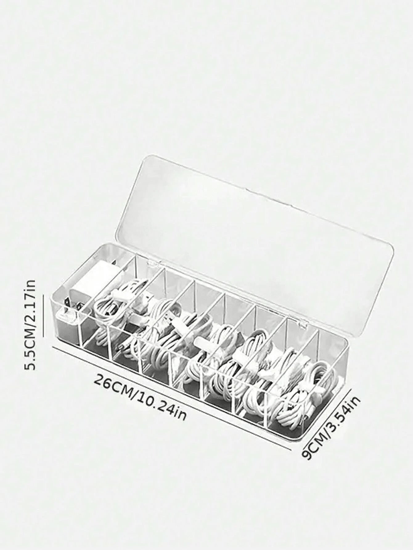 1pc Dust-Proof Cable Management Box, Hub Organizer Box, Desktop Data Cable Storage Box For Phone Charger, Power Cord Clips