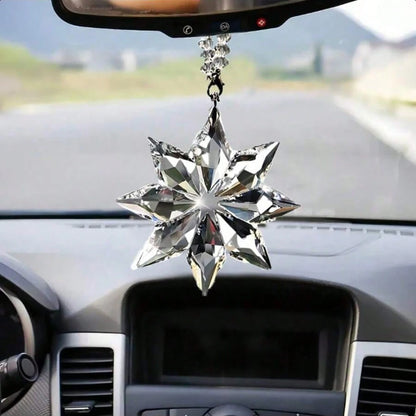 1pc Elegant Crystal Snowflake Car Rearview Mirror Hanging Ornament, Car Interior Decoration Pendant