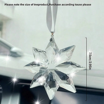 1pc Elegant Crystal Snowflake Car Rearview Mirror Hanging Ornament, Car Interior Decoration Pendant