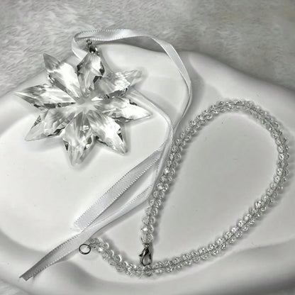 1pc Elegant Crystal Snowflake Car Rearview Mirror Hanging Ornament, Car Interior Decoration Pendant