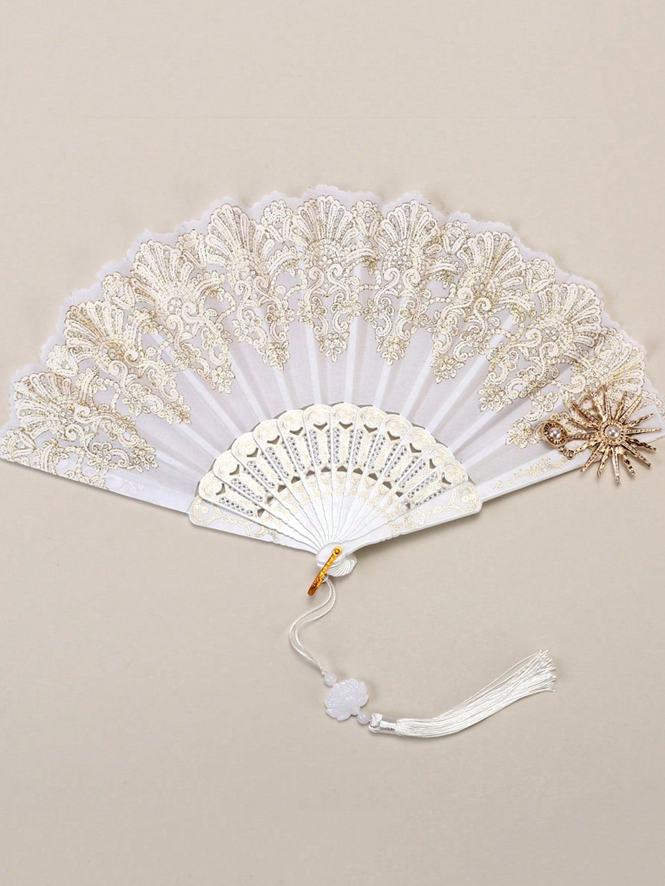 1pc Elegant Vintage Spanish Lace Fan Luxurious European Rose Folding Fan For Cosplay Performance Decoration Valentine's Day