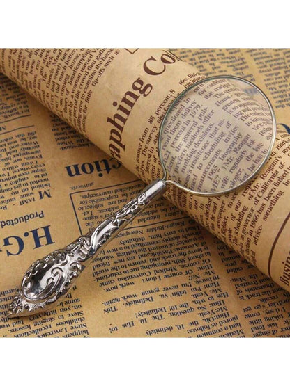 1pc European Gold Tone Floral Pattern Handheld Reading Magnifying Glass With Glass Lens Back To School