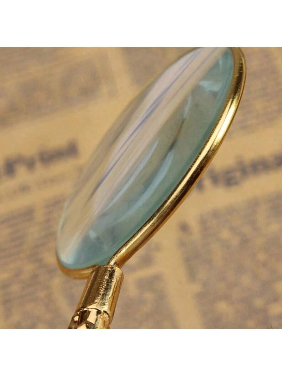 1pc European Gold Tone Floral Pattern Handheld Reading Magnifying Glass With Glass Lens Back To School