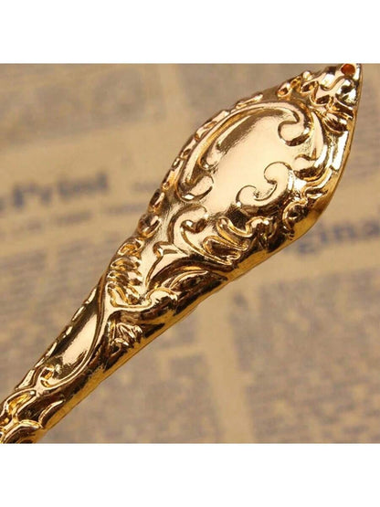 1pc European Gold Tone Floral Pattern Handheld Reading Magnifying Glass With Glass Lens Back To School