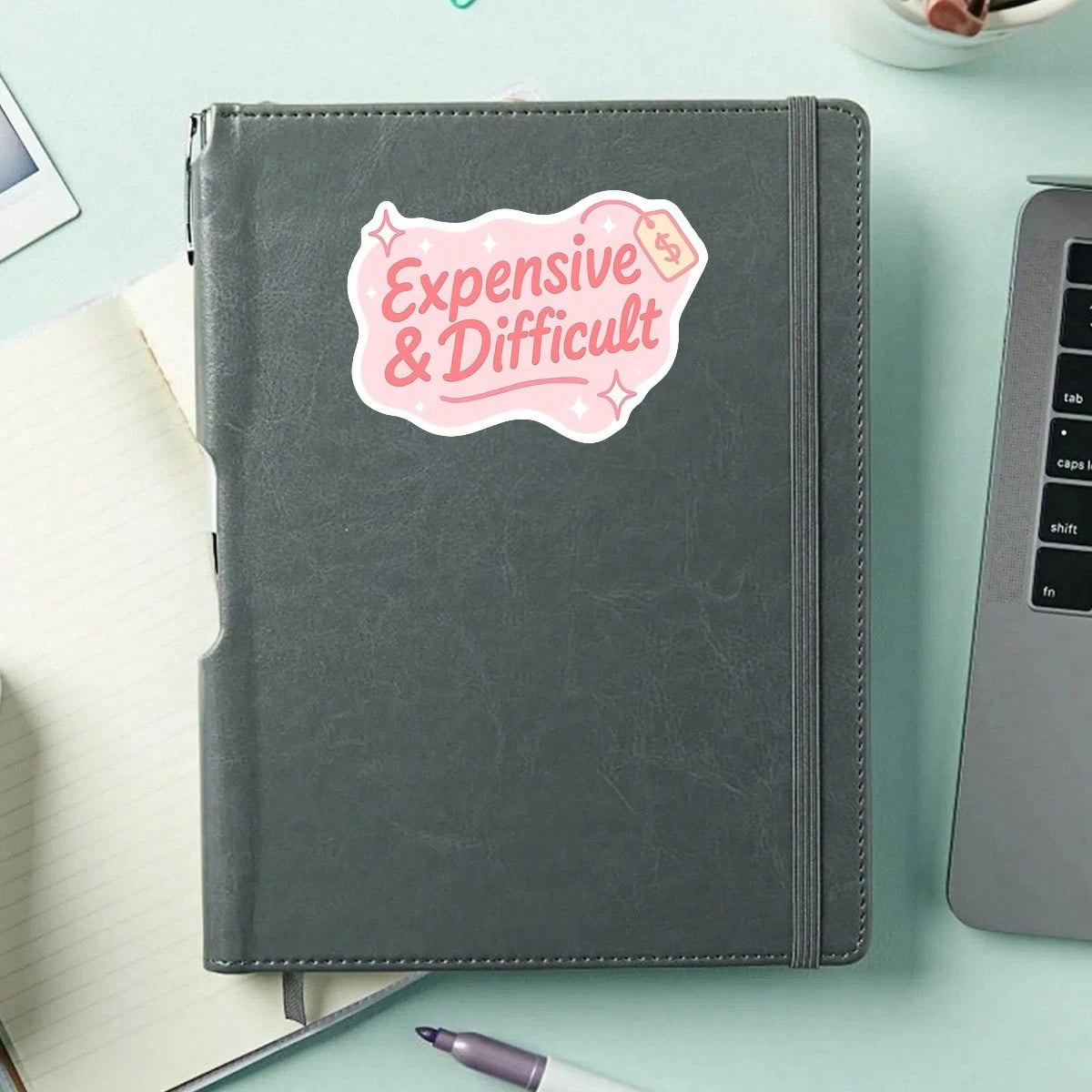 1PC Expensive And Difficult Vinyl Sticker, Waterproof Pink Y2K Attitude Quote Decal With Price Tag And Sparkle Design For Laptop, Water Bottle, Notebook, Journal, Phone Case, Tumbler Decor