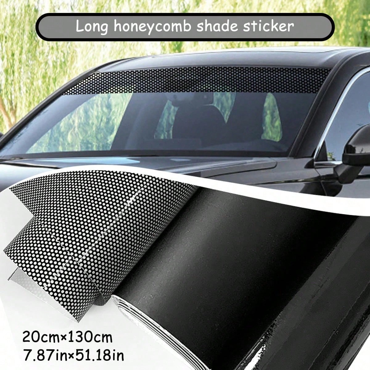 1pc Extra Long Car Front Windshield Sun Shade Honeycomb Sticker