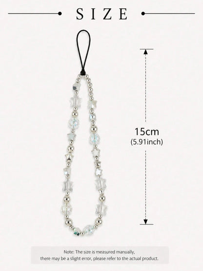 1pc Fashion Beaded Phone Lanyard Star Beaded Accessory Suitable For Phone Camera Earphone Personalized Accessory Decoration Gift Phone Ornament Phone Accessory (Due To Shooting Angle And Magnification