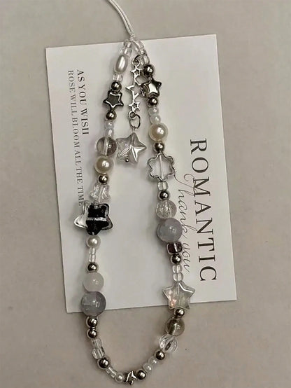 1pc Fashion Beaded Phone Lanyard Star Beaded Accessory Suitable For Phone Camera Earphone Personalized Accessory Decoration Gift Phone Ornament Phone Accessory (Due To Shooting Angle And Magnification