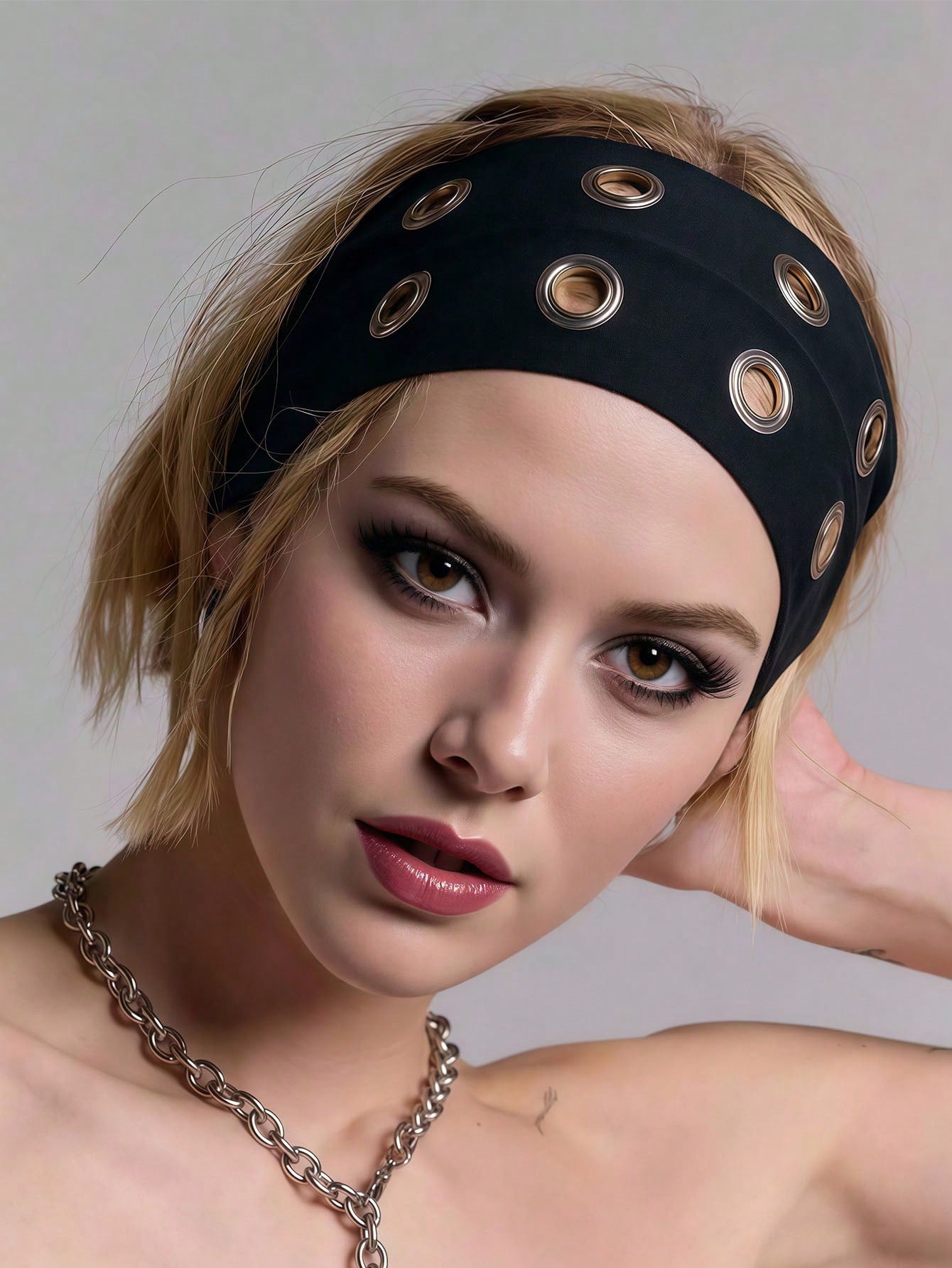 1pc Fashion Punk Gothic Soft Non-Slip Elastic Hollow Out Hairband, Beach Yoga Sports Daily Casual Headband