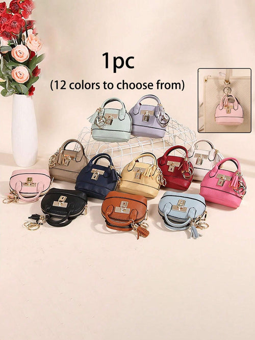 1pc Fashion Semi-Circle Small Genuine Leather Keychain Coin Purse, Compact Round Coin Pouch, Tassel Keychain Leather Coin Wallet, Unisex Coin Purse Keychain, Mini Coin Wallet For Women, Zipper Small L