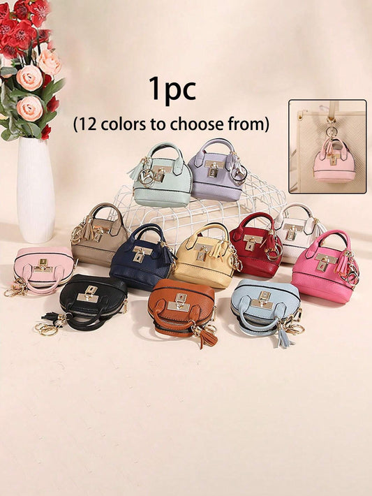 1pc Fashion Semi-Circle Small Genuine Leather Keychain Coin Purse, Compact Round Coin Pouch, Tassel Keychain Leather Coin Wallet, Unisex Coin Purse Keychain, Mini Coin Wallet For Women, Zipper Small L
