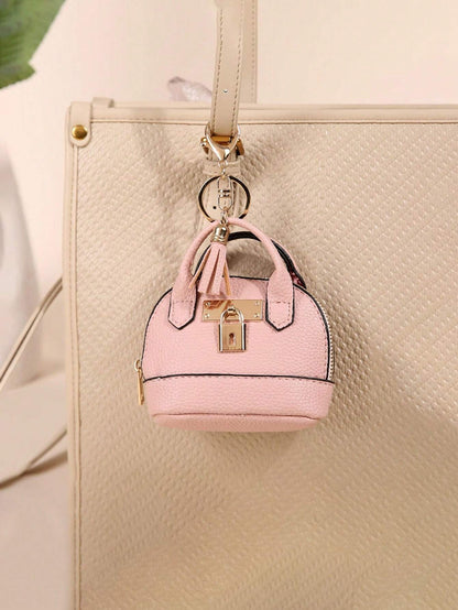 1pc Fashion Semi-Circle Small Genuine Leather Keychain Coin Purse, Compact Round Coin Pouch, Tassel Keychain Leather Coin Wallet, Unisex Coin Purse Keychain, Mini Coin Wallet For Women, Zipper Small L