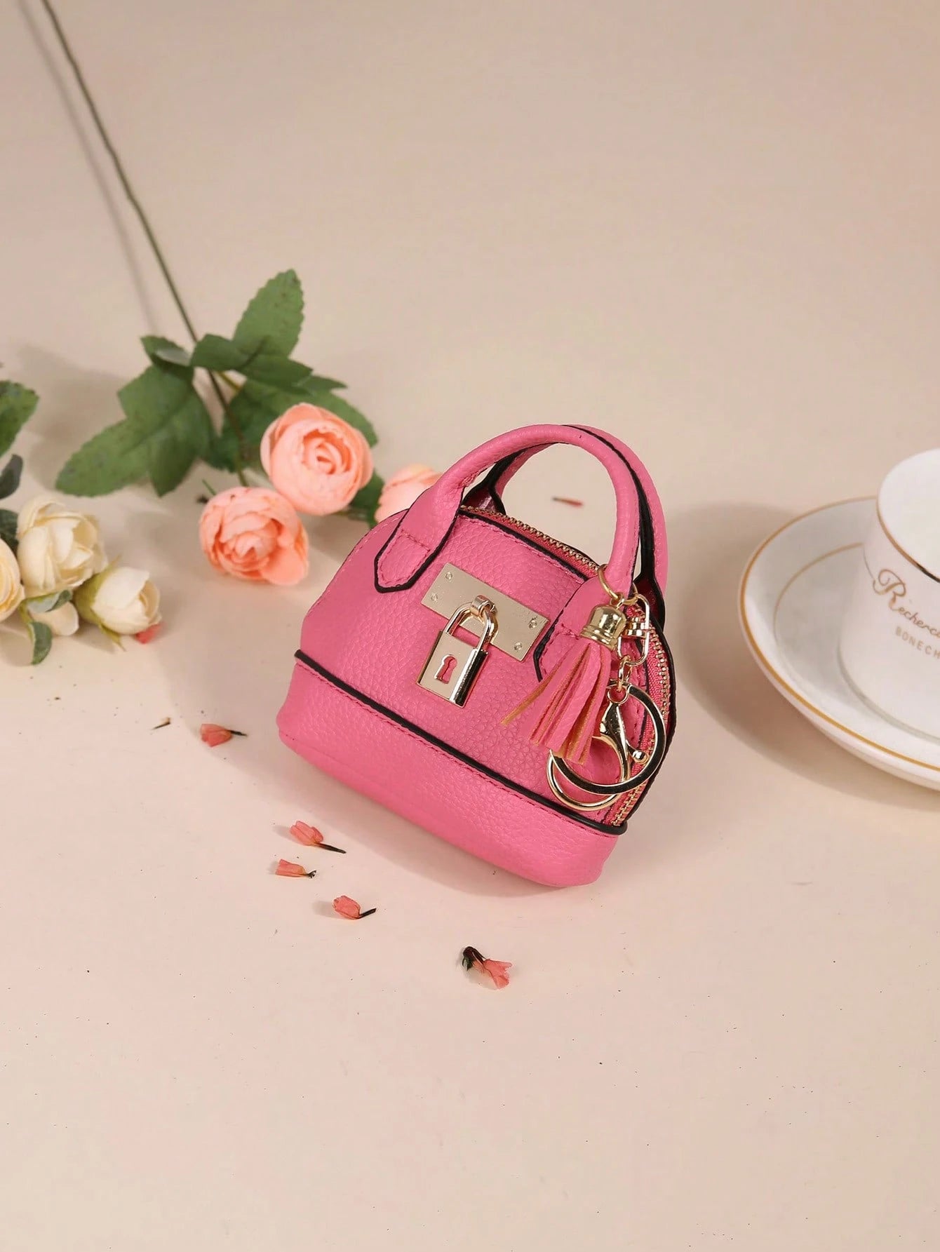 1pc Fashion Semi-Circle Small Genuine Leather Keychain Coin Purse, Compact Round Coin Pouch, Tassel Keychain Leather Coin Wallet, Unisex Coin Purse Keychain, Mini Coin Wallet For Women, Zipper Small L
