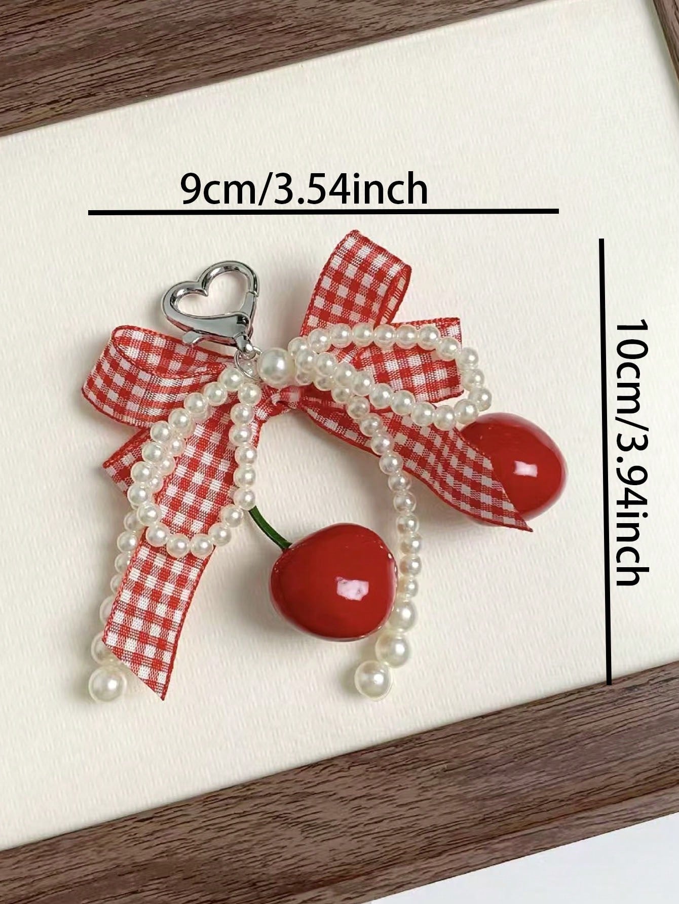 1pc Fashion Sweet Cute Plaid Bow Cherry Phone Charm Keychain Bag Pendant Y2K Anti-Loss Accessory Women's Phone Decoration