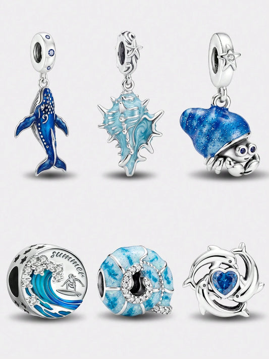 1pc Fashionable Exquisite Ocean Theme Beaded Pendant, Suitable For Making Women's Bracelets, DIY Necklace Accessories, And Daily Wear As Accessories, Also Suitable For Girls To Wear.