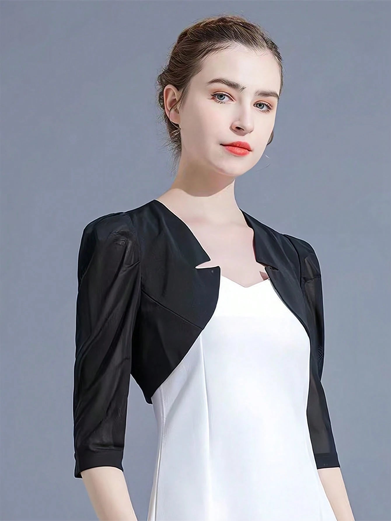 1pc Fashionable Women's Short Shawl, Summer Style, Versatile Thin Jacket, Short-Sleeved Cardigan For Dress
