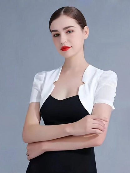 1pc Fashionable Women's Short Shawl, Summer Style, Versatile Thin Jacket, Short-Sleeved Cardigan For Dress