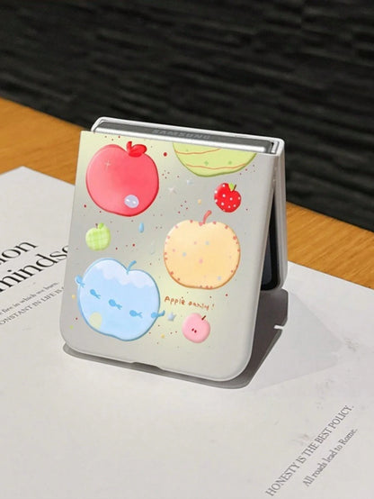 1pc Fashionable, Simple And Cute Skin Feel PC Material Cute Color Apple Elementfolding Phone Case, Protecting And Preventing Falling For: SamsungGalaxy Zflip 3/Zflip 4/Zflip 5/Zflip 6/Zflip 7/Zflip 8