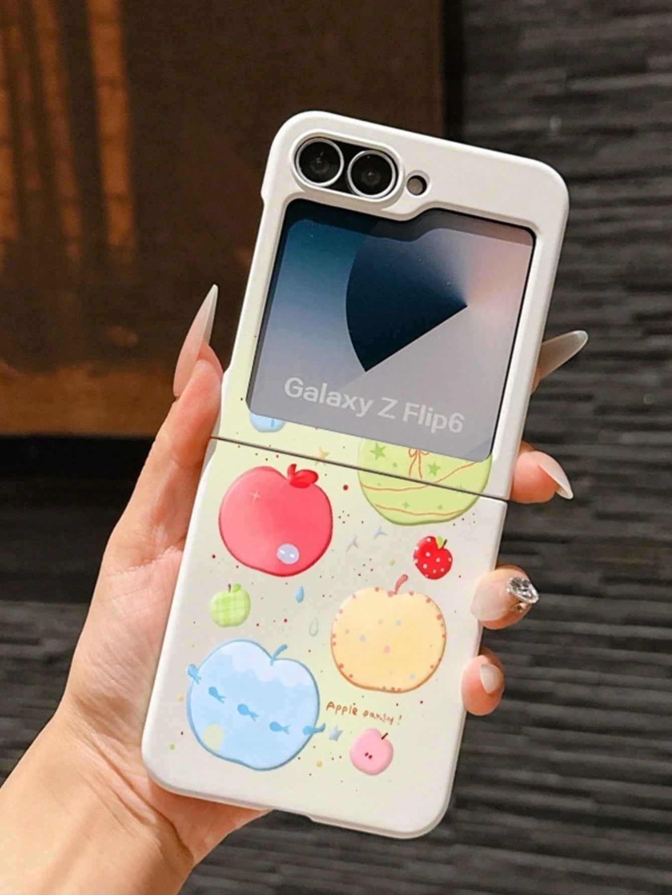 1pc Fashionable, Simple And Cute Skin Feel PC Material Cute Color Apple Elementfolding Phone Case, Protecting And Preventing Falling For: SamsungGalaxy Zflip 3/Zflip 4/Zflip 5/Zflip 6/Zflip 7/Zflip 8