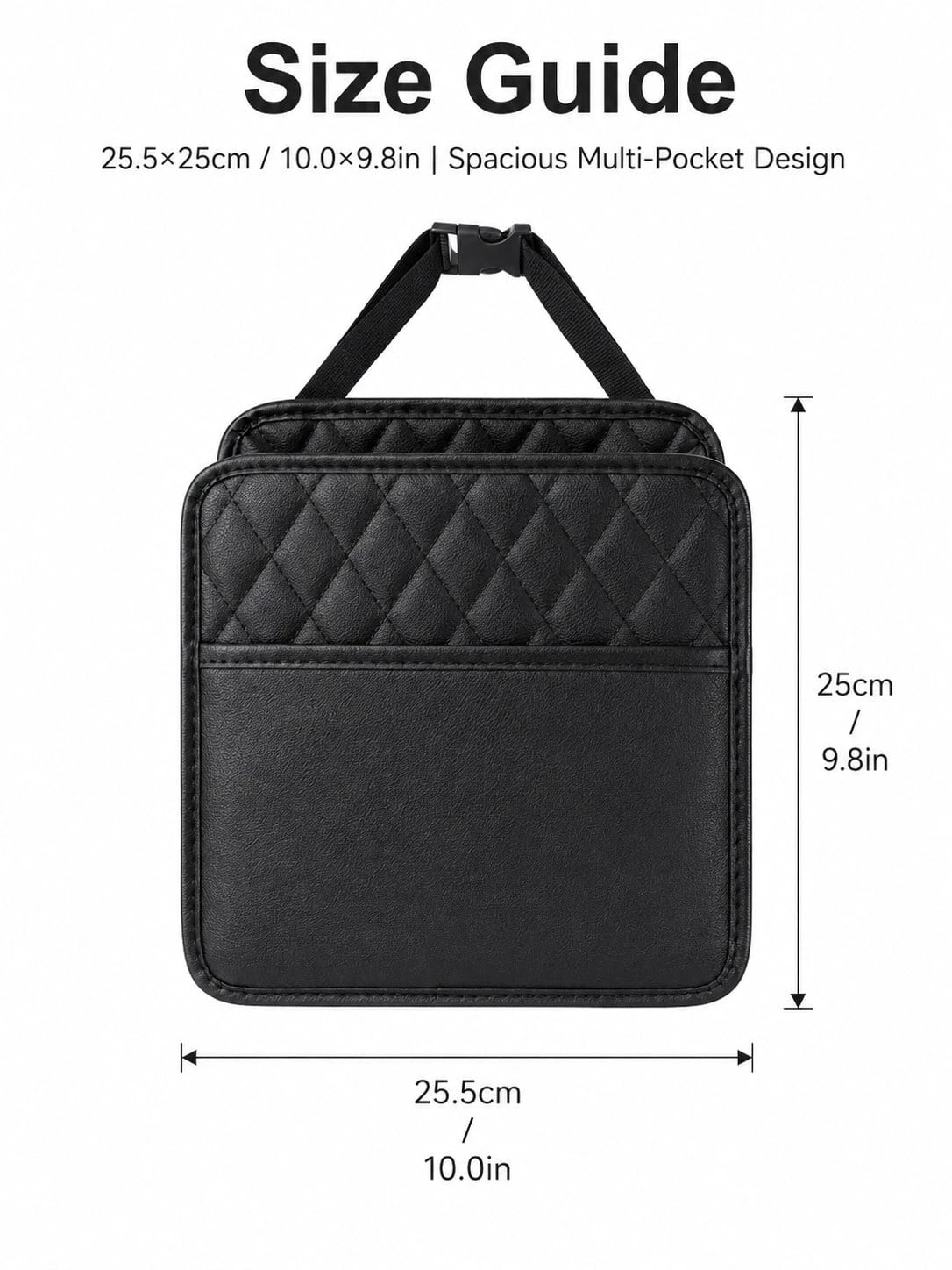 1pc Faux Leather Car Seat Back Organizer- Large Capacity, Durable And Easy To Clean; Hanging Storage Bag; Can Store Water Bottles, Snacks And Phones- Suitable For All Car Models; Car Organizer Bag