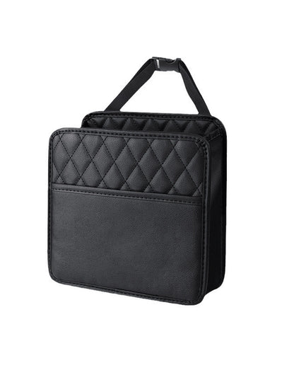 1pc Faux Leather Car Seat Back Organizer- Large Capacity, Durable And Easy To Clean; Hanging Storage Bag; Can Store Water Bottles, Snacks And Phones- Suitable For All Car Models; Car Organizer Bag