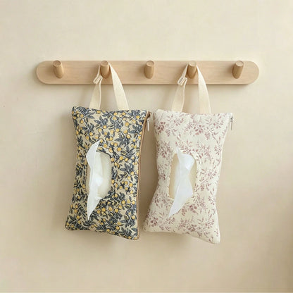 1pc Floral Pattern Cartoon Cute Tissue Paper Holder, Portable Wet Wipes Bag For Car, Stroller, Bathroom, Bedside