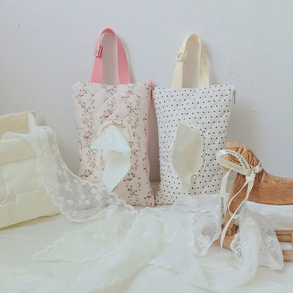 1pc Floral Pattern Cartoon Cute Tissue Paper Holder, Portable Wet Wipes Bag For Car, Stroller, Bathroom, Bedside