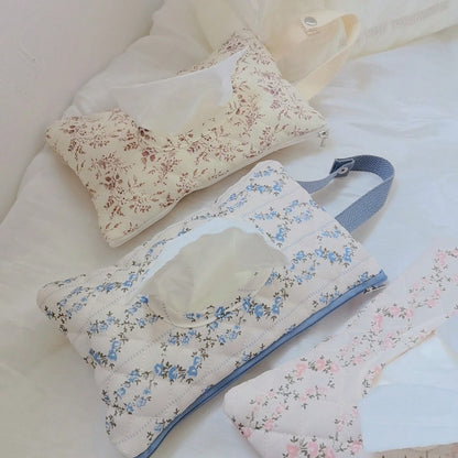 1pc Floral Pattern Cartoon Cute Tissue Paper Holder, Portable Wet Wipes Bag For Car, Stroller, Bathroom, Bedside