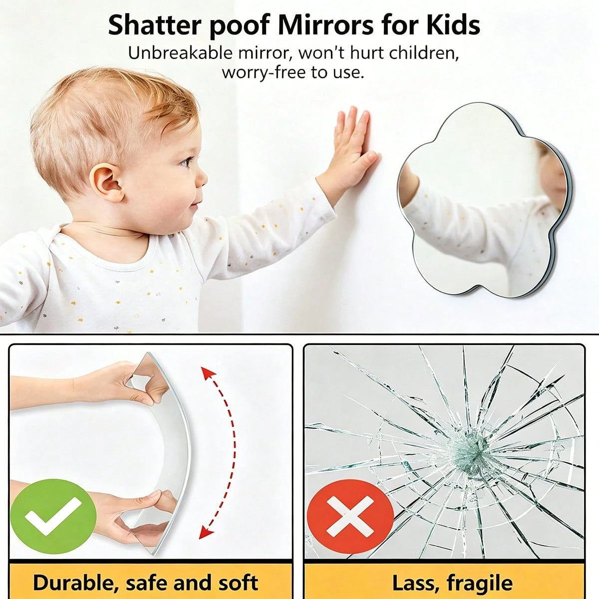 1pc Flower-Shaped Acrylic Mirror Wall Sticker, Ideal For Home Decor, Nursery And Children's Room Decoration, Self-Adhesive, Easy To Install