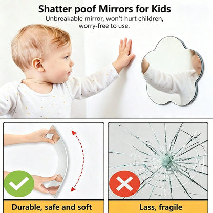 1pc Flower-Shaped Acrylic Mirror Wall Sticker, Ideal For Home Decor, Nursery And Children's Room Decoration, Self-Adhesive, Easy To Install