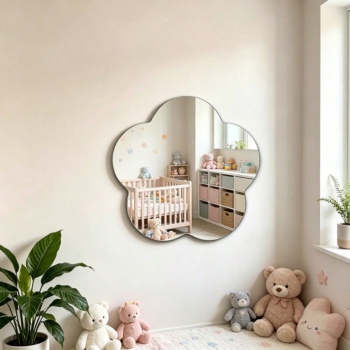 1pc Flower-Shaped Acrylic Mirror Wall Sticker, Ideal For Home Decor, Nursery And Children's Room Decoration, Self-Adhesive, Easy To Install