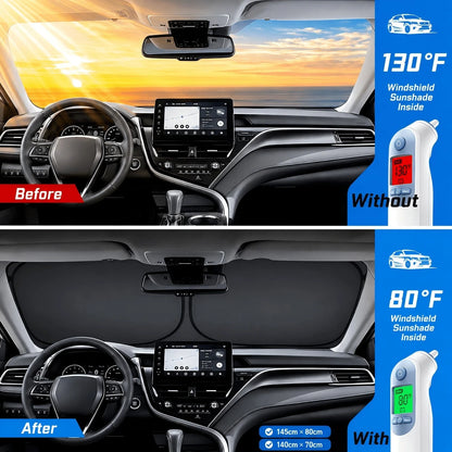 1pc Foldable Car Sunshade, Front Windshield Sunshade, Blocks UV Rays And Keeps Car Interior Cool, Universal Thickened Sunshade For Car Interior Shading And Cooling