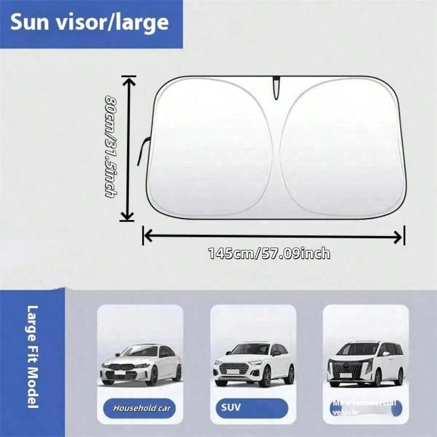 1pc Foldable Car Sunshade, Front Windshield Sunshade, Blocks UV Rays And Keeps Car Interior Cool, Universal Thickened Sunshade For Car Interior Shading And Cooling