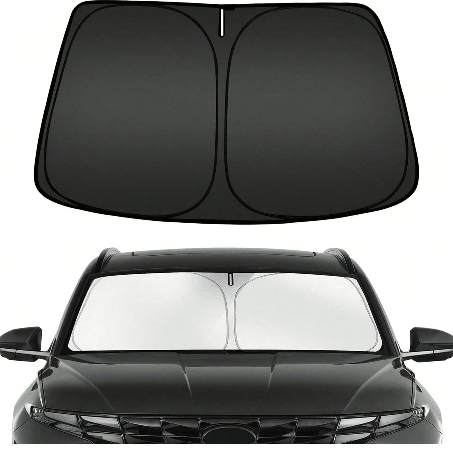 1pc Foldable Car Sunshade, Front Windshield Sunshade, Blocks UV Rays And Keeps Car Interior Cool, Universal Thickened Sunshade For Car Interior Shading And Cooling