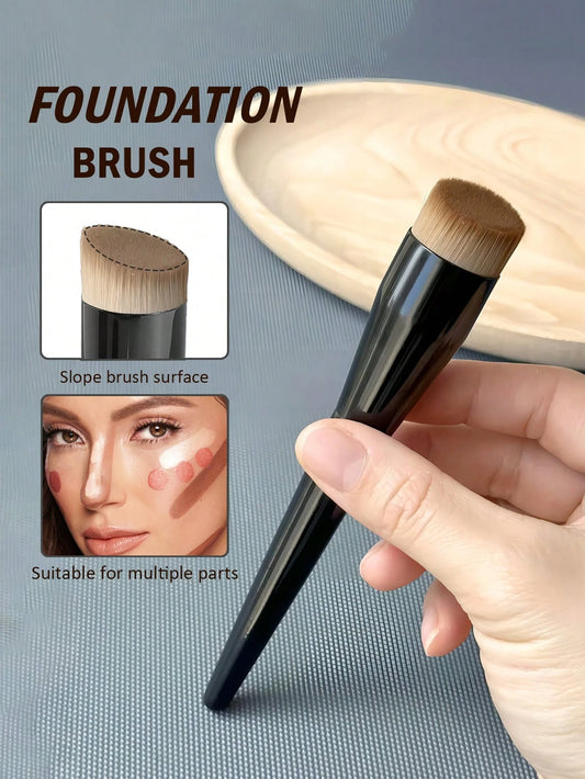 1pc Foundation Brush Broom Powder & Shadow Brush Liquid/Cream & Blush Mix Angled Professional Makeup Brush Makeup Tools, Foundation Brush, Concealer Brush, Blush Brush, Contour Brush, Blush Brush, Bro