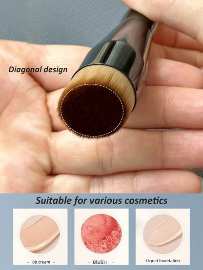 1pc Foundation Brush Broom Powder & Shadow Brush Liquid/Cream & Blush Mix Angled Professional Makeup Brush Makeup Tools, Foundation Brush, Concealer Brush, Blush Brush, Contour Brush, Blush Brush, Bro