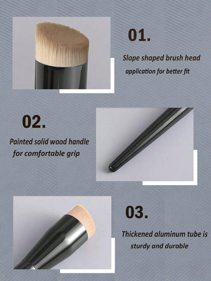 1pc Foundation Brush Broom Powder & Shadow Brush Liquid/Cream & Blush Mix Angled Professional Makeup Brush Makeup Tools, Foundation Brush, Concealer Brush, Blush Brush, Contour Brush, Blush Brush, Bro