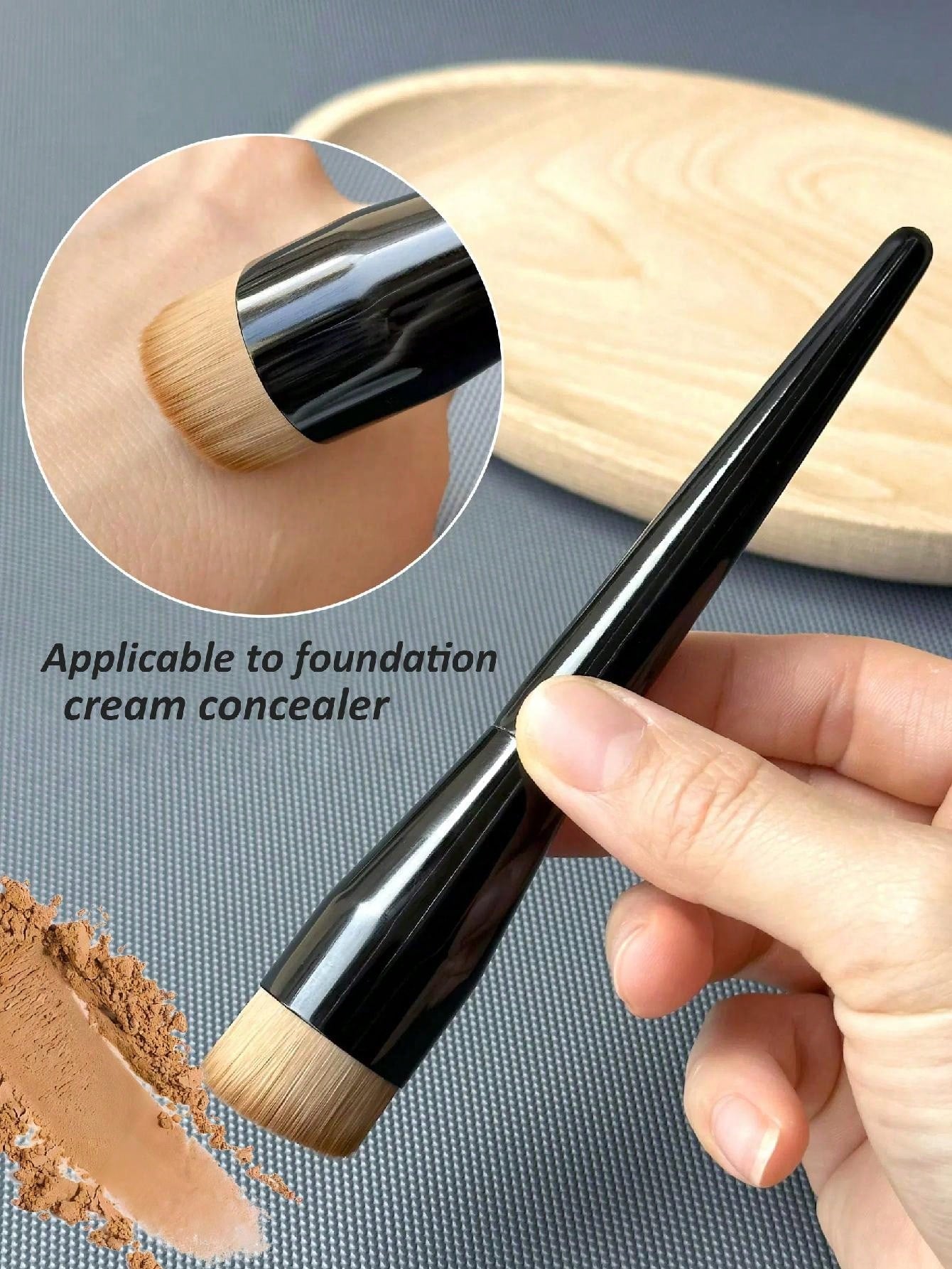 1pc Foundation Brush Broom Powder & Shadow Brush Liquid/Cream & Blush Mix Angled Professional Makeup Brush Makeup Tools, Foundation Brush, Concealer Brush, Blush Brush, Contour Brush, Blush Brush, Bro