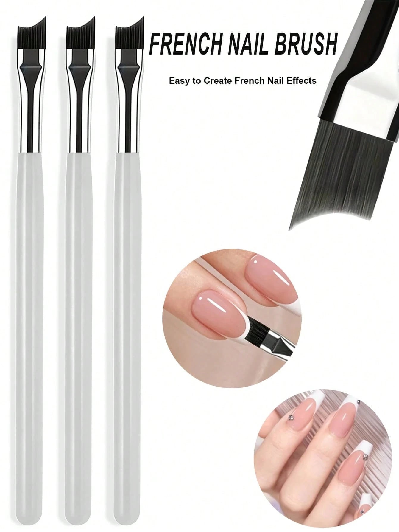 1pc French Pointed Nail Art Brush, Curved Crescent Shaped Flat, Crescent-Shaped Precision Painting Tool, For French Manicure, Gel Polishing Gradient Contour Detail Work, Striped Drawing Pen, For Fine