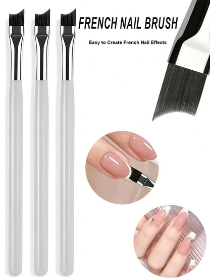 1pc French Pointed Nail Art Brush, Curved Crescent Shaped Flat, Crescent-Shaped Precision Painting Tool, For French Manicure, Gel Polishing Gradient Contour Detail Work, Striped Drawing Pen, For Fine