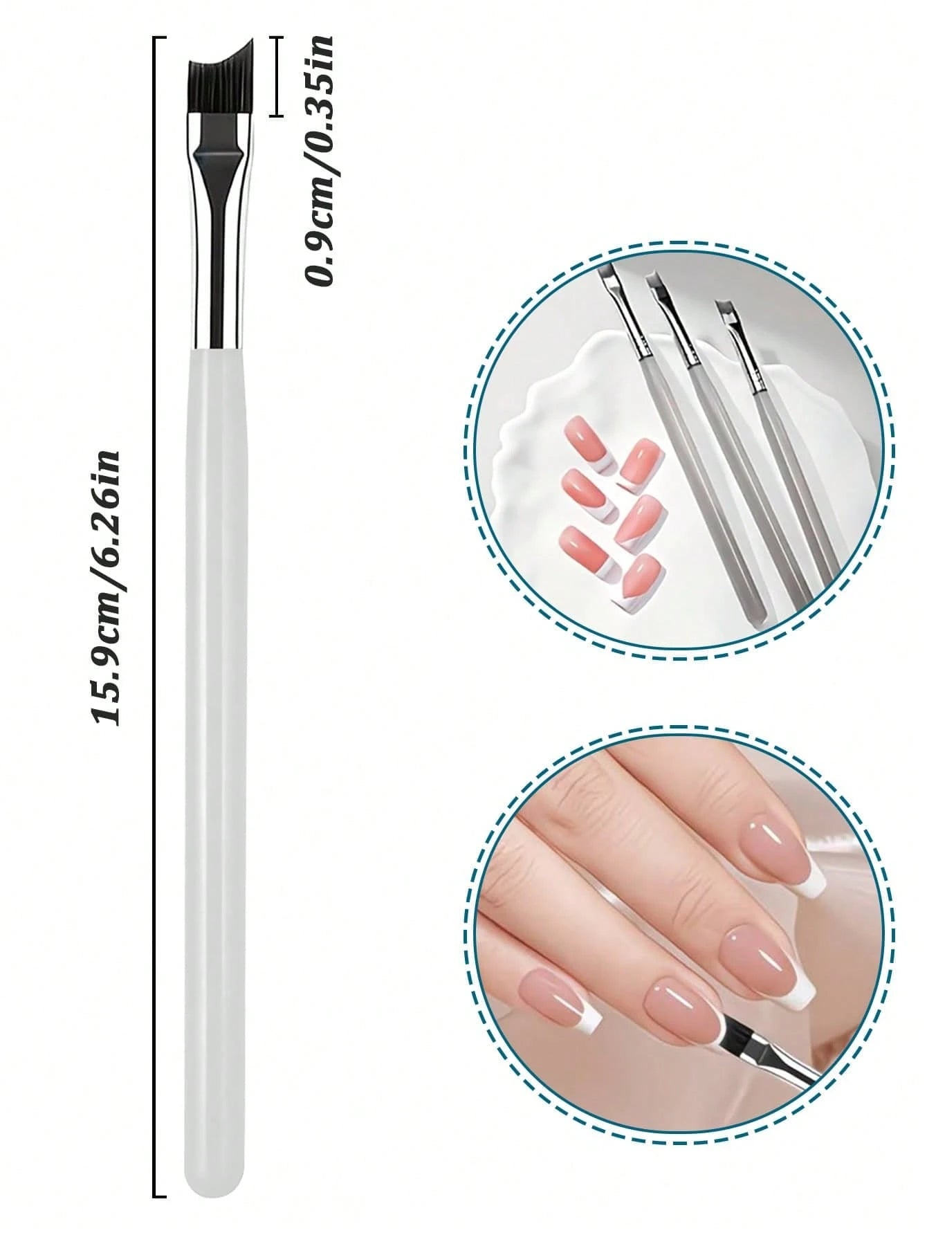 1pc French Pointed Nail Art Brush, Curved Crescent Shaped Flat, Crescent-Shaped Precision Painting Tool, For French Manicure, Gel Polishing Gradient Contour Detail Work, Striped Drawing Pen, For Fine