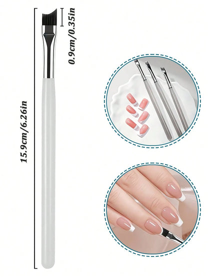 1pc French Pointed Nail Art Brush, Curved Crescent Shaped Flat, Crescent-Shaped Precision Painting Tool, For French Manicure, Gel Polishing Gradient Contour Detail Work, Striped Drawing Pen, For Fine