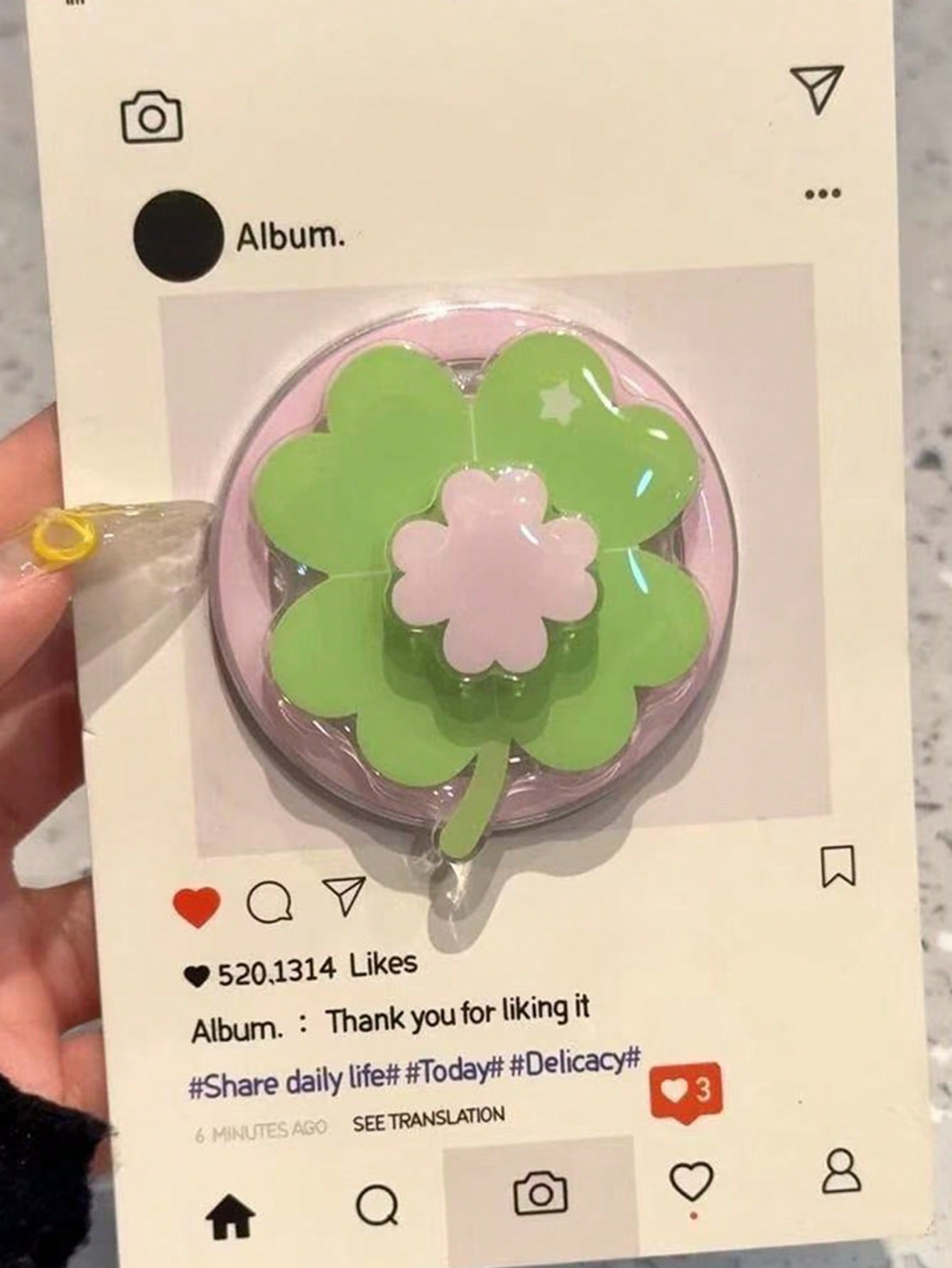 1pc Fresh Green Leaf & Flower Rotating Magnetic Phone Holder, Extendable Portable Desktop Phone Stand, Suitable As Holiday Gift For Sisters, Girlfriends And Classmates (Used With Magnetic Sticker For