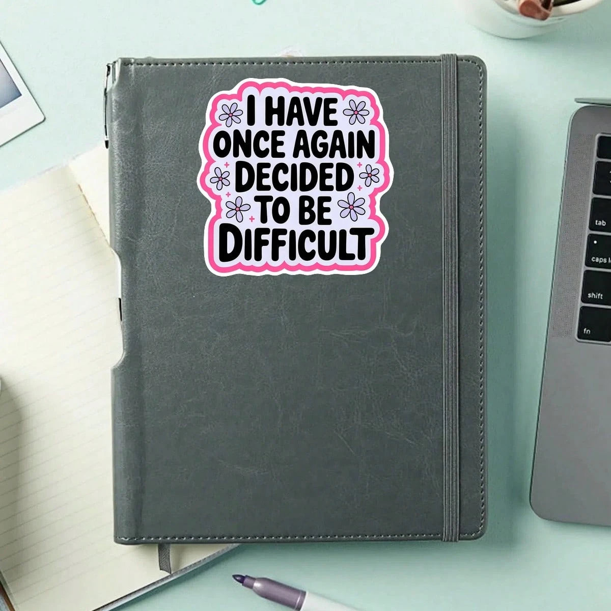 1PC Funny Sarcastic Saying Sticker, Decided To Be Difficult Quote Vinyl Decal For Laptop Water Bottle Notebook, Waterproof Adult Humor Decal Sticker, Aesthetic Stationery Scrapbook Accessories Gift Fo