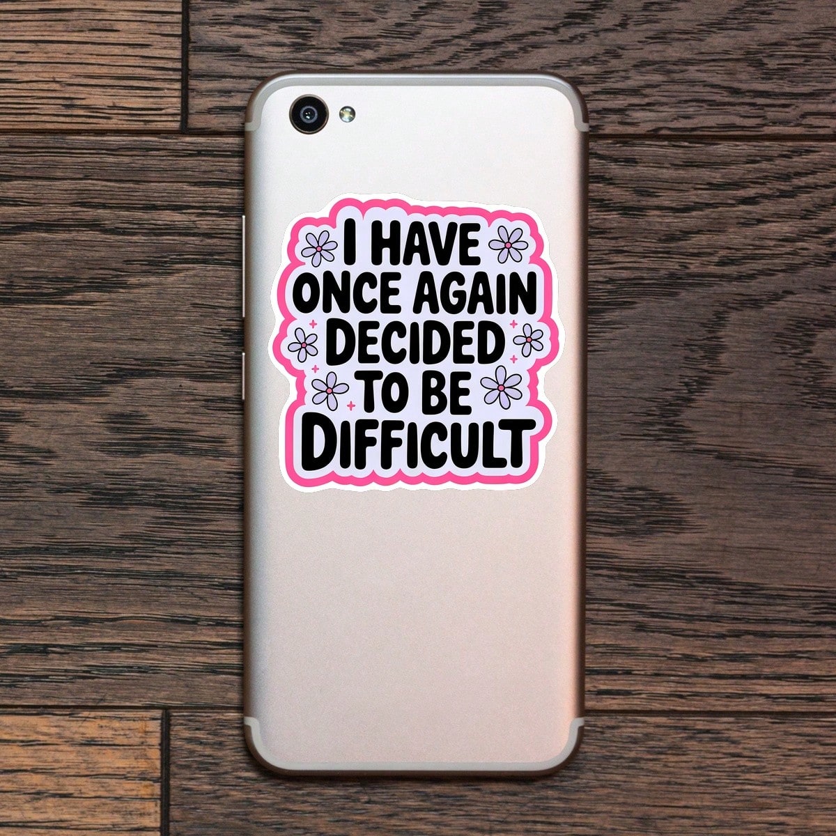 1PC Funny Sarcastic Saying Sticker, Decided To Be Difficult Quote Vinyl Decal For Laptop Water Bottle Notebook, Waterproof Adult Humor Decal Sticker, Aesthetic Stationery Scrapbook Accessories Gift Fo