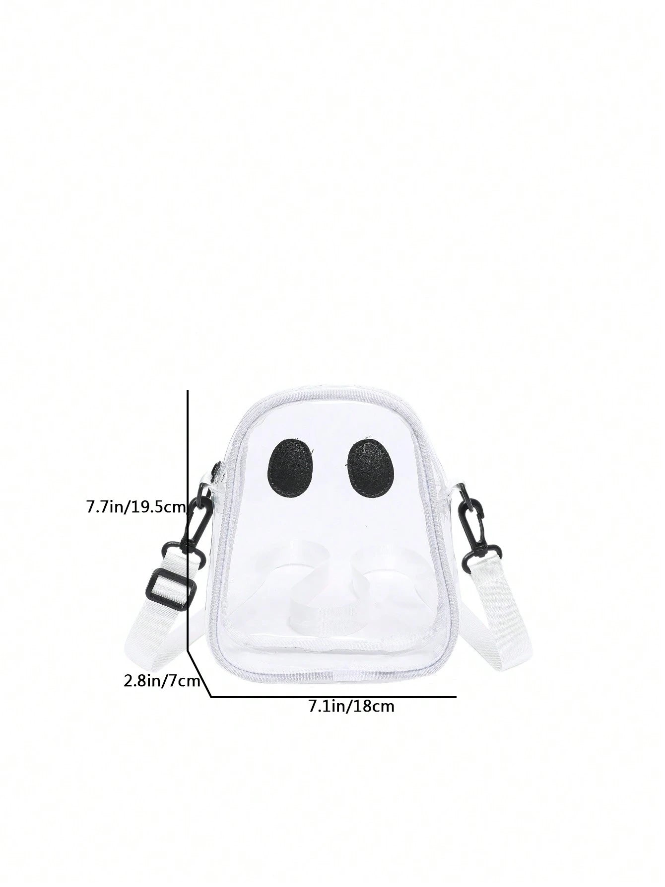 1pc Ghost Shape Transparent Plastic Bag, Cute & Funny Shoulder Crossbody Bag For Women, Suitable For Parties And Vacations, Waterproof, Sandproof Transparent Bag, Beach Sports Picnic Snacks Clear Purs