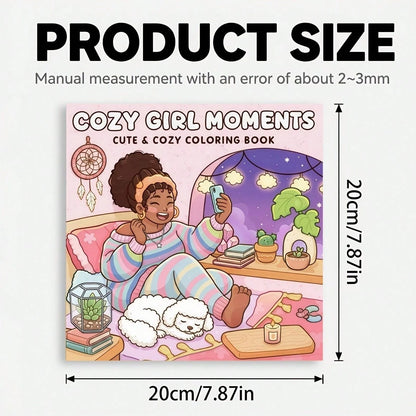 1pc Girls Self-Care Coloring Book, 24 Pages Of Cozy And Comfortable Coloring, Depicting Girls' Relaxing Activities- Coffee, Music, Plants, Reading And Quiet Moments. Perfect For Teenagers And Girls W