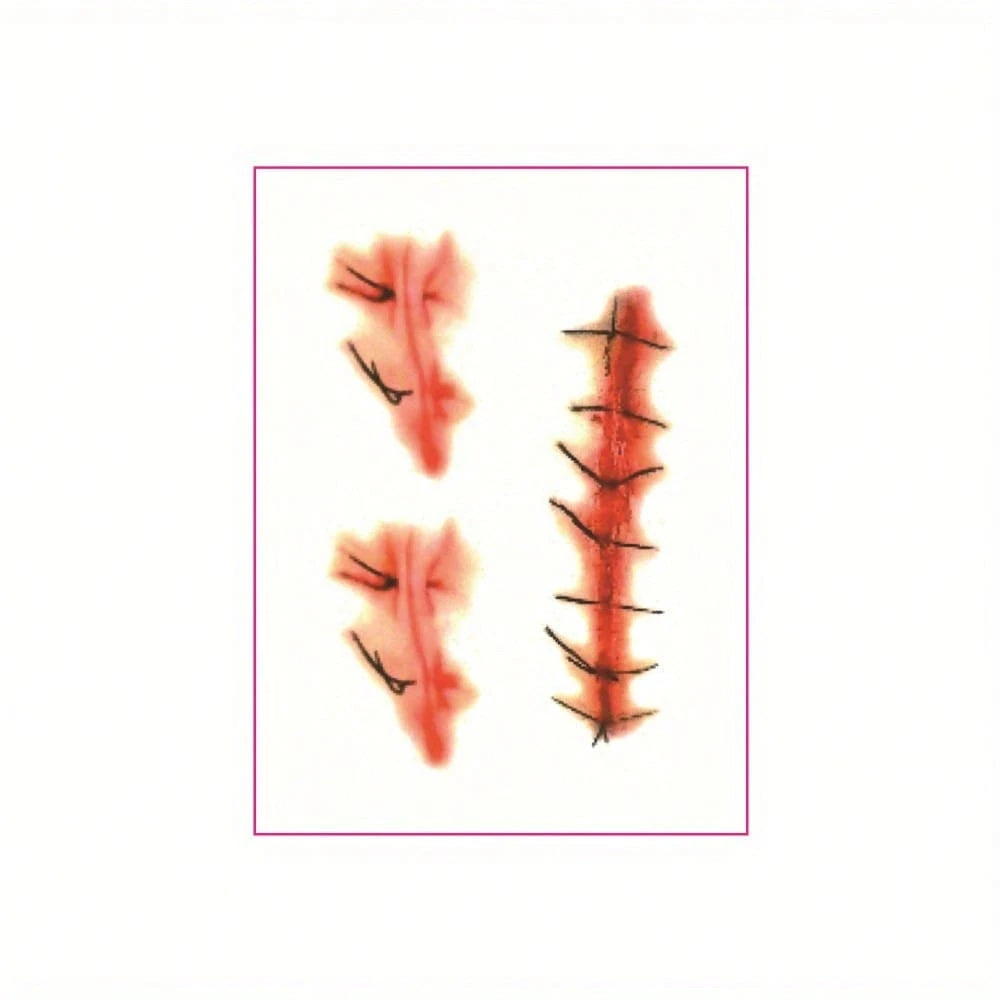 1pc Halloween Fake Scar Tattoo Sticker, Waterproof Long-Lasting Arm Body Art Temporary Tattoo For Halloween Party
